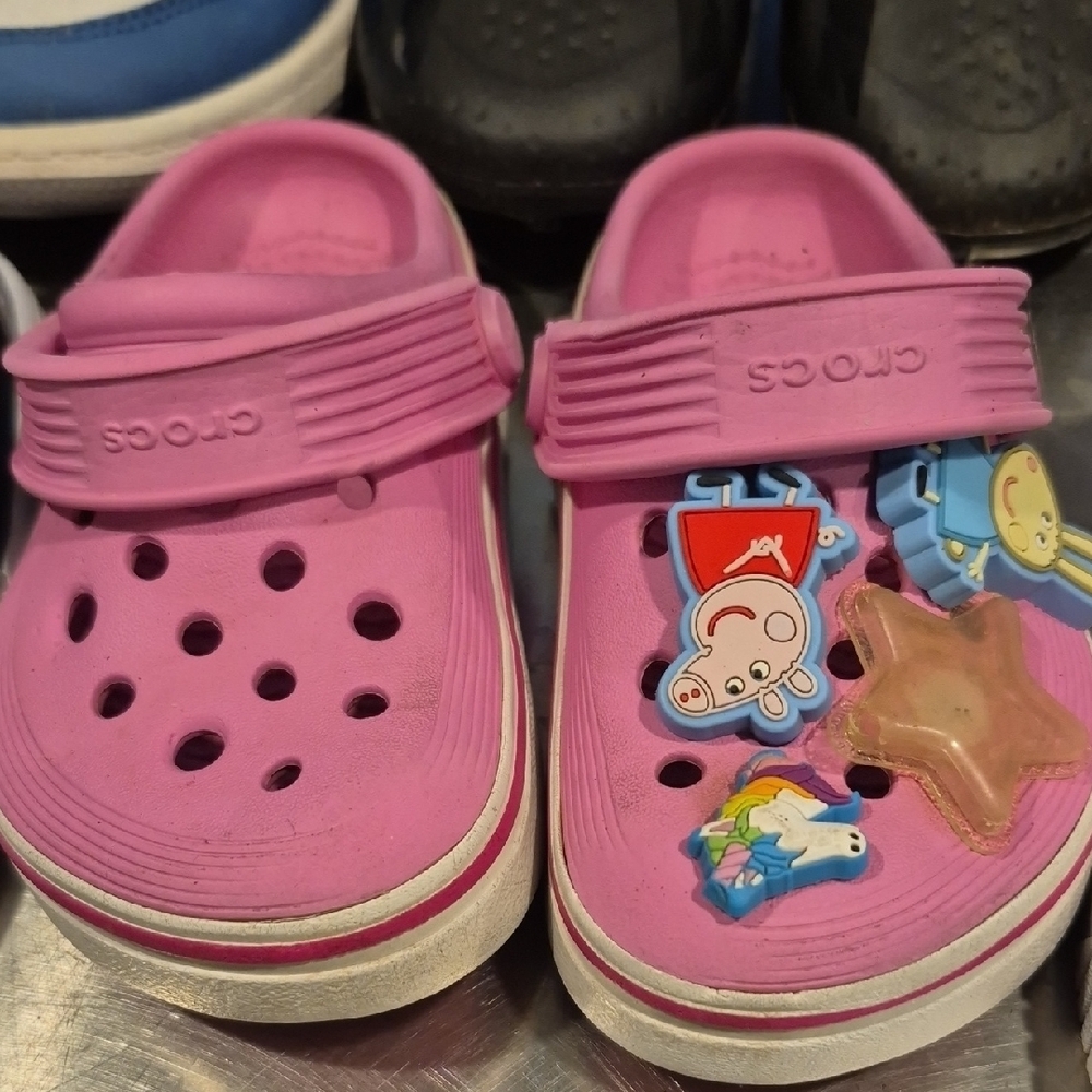 CROCS Pink Slippers with Fun Charms